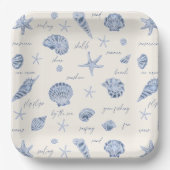 Muscheln Starfish Sun Fun Text Blau ID918 Pappteller (Vorderseite)