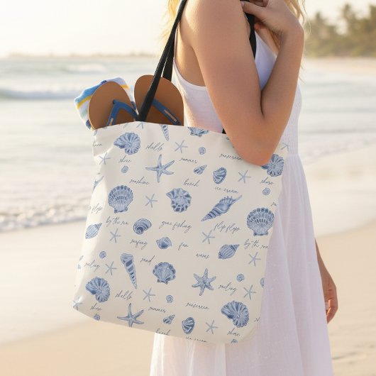 Muscheln Starfish Sun Fun Text Blau ID918 Tasche