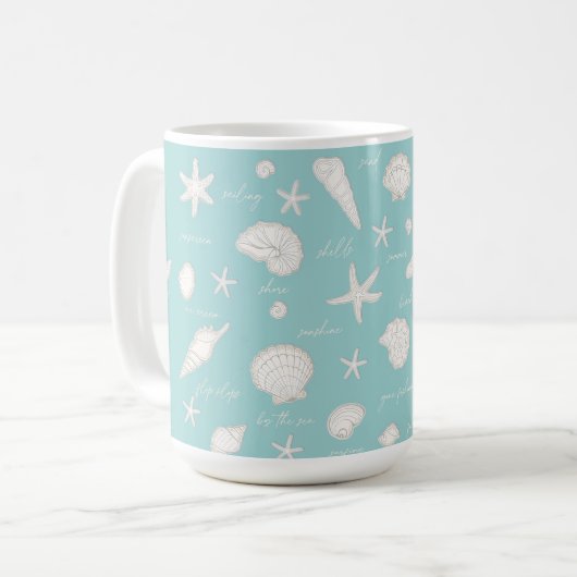Muscheln Starfish Sun Fun Text Elfenbein ID918 Kaffeetasse (Vorderseite Links)