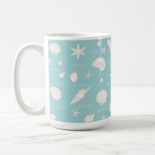 Muscheln Starfish Sun Fun Text Elfenbein ID918 Kaffeetasse (Links)