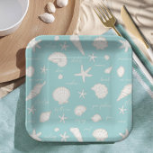 Muscheln Starfish Sun Fun Text Elfenbein ID918 Pappteller