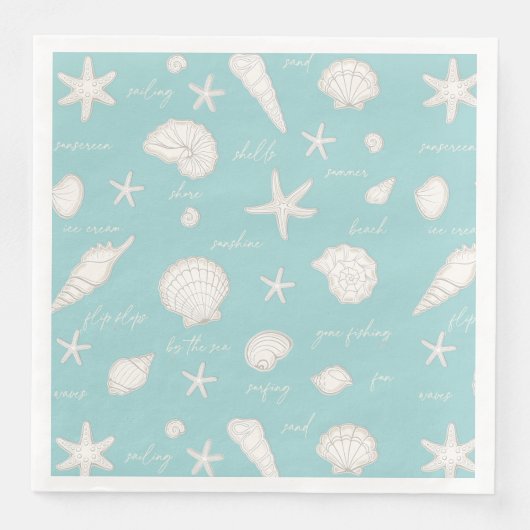 Muscheln Starfish Sun Fun Text Elfenbein ID918 Serviette (Vorderseite)