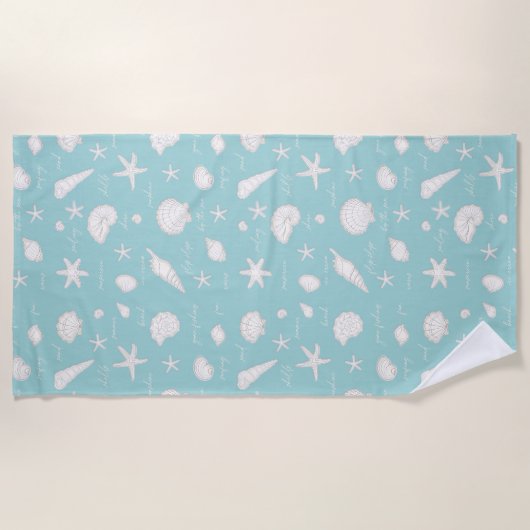 Muscheln Starfish Sun Fun Text Elfenbein ID918 Strandtuch (Vorderseite)