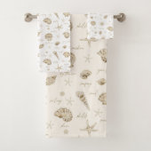 Muscheln Starfish Sun Fun Text Sandstone ID918 Badhandtuch Set (Insitu)