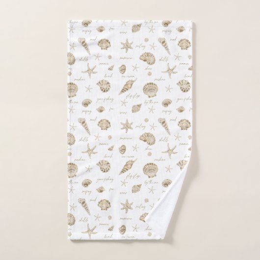 Muscheln Starfish Sun Fun Text Sandstone ID918 Badhandtuch Set (Handtuch)