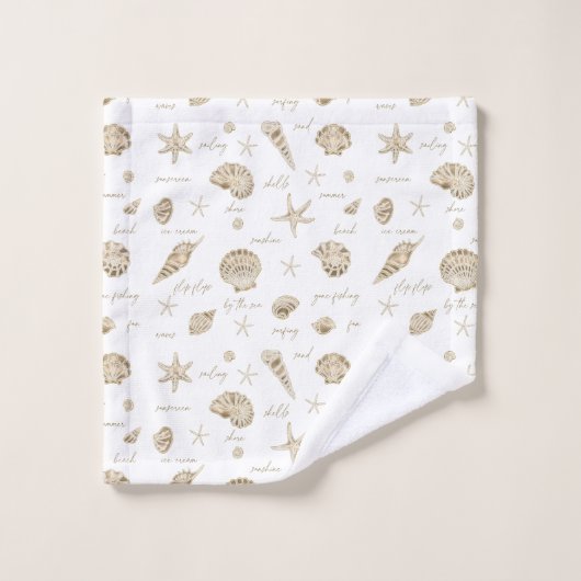 Muscheln Starfish Sun Fun Text Sandstone ID918 Badhandtuch Set (Waschlappen)