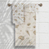Muscheln Starfish Sun Fun Text Sandstone ID918 Badhandtuch Set