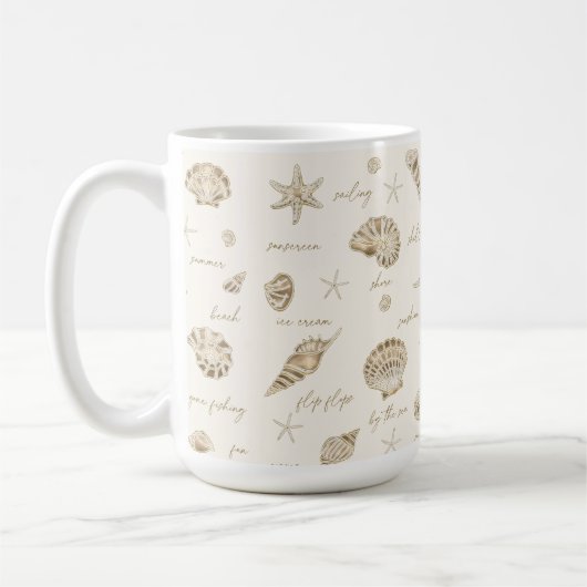 Muscheln Starfish Sun Fun Text Sandstone ID918 Kaffeetasse (Links)