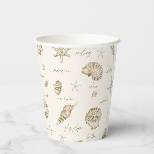 Muscheln Starfish Sun Fun Text Sandstone ID918 Pappbecher (Rückseite)