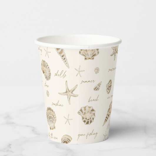 Muscheln Starfish Sun Fun Text Sandstone ID918 Pappbecher (Rechts)