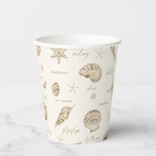 Muscheln Starfish Sun Fun Text Sandstone ID918 Pappbecher (Vorderseite)