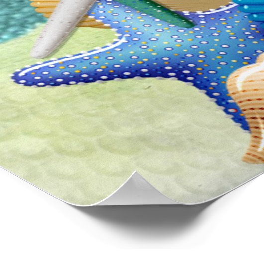 Muscheln, Starfish und Korallenstrand BITTE Poster (Ecke)