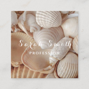 Muscheln Strand Beige Natur Quadratische Visitenkarte