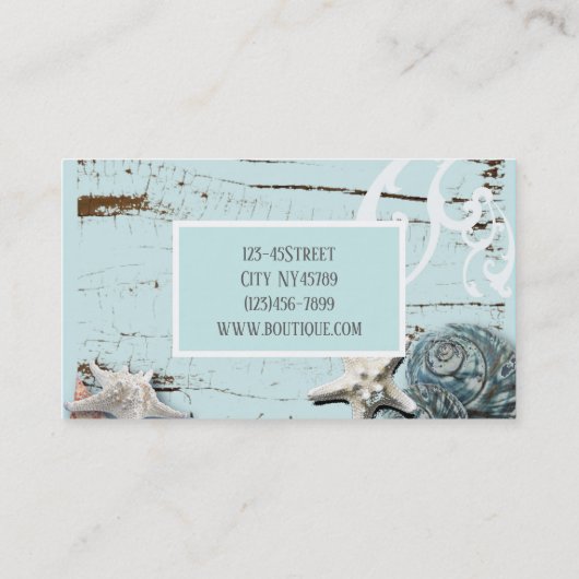 Muscheln Strand chic Seesterne Muscheln Aqua Blau Visitenkarte (Rückseite)