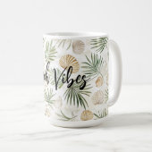 Muscheln Strand Grüne Palmbaumblätter Kaffeetasse (VorderseiteRechts)