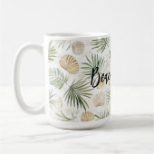 Muscheln Strand Grüne Palmbaumblätter Kaffeetasse (Links)