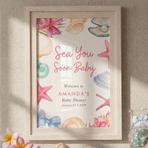Muscheln Strand Meer sehen dich bald Baby Shower