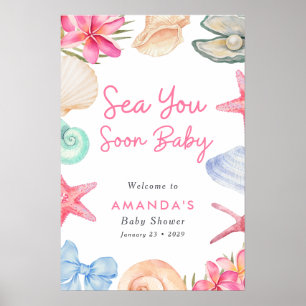 Muscheln Strand Meer sehen dich bald Baby Shower Poster