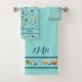 Muscheln & Streifen Badetuch Set