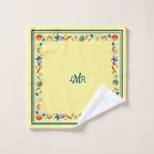 Muscheln & Streifen Badetuch Set (Waschlappen)