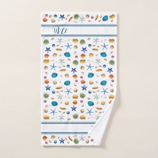 ***Muscheln & Streifen Badetuch Set (Handtuch)