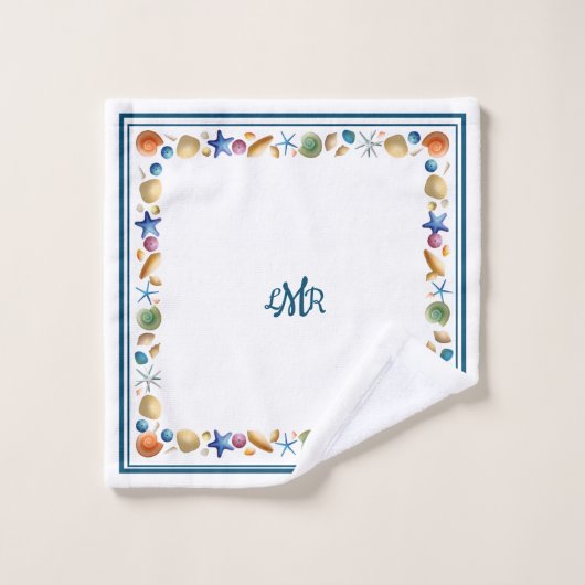 ***Muscheln & Streifen Badetuch Set (Waschlappen)