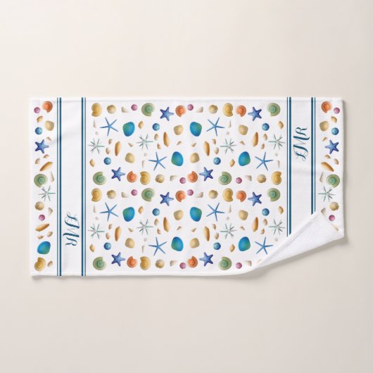 ***Muscheln & Streifen Badetuch Set (Handtuch)