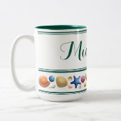 Muscheln & Streifen Zwei-Tonen-Kaffee-Tasse Zweifarbige Tasse (Links)