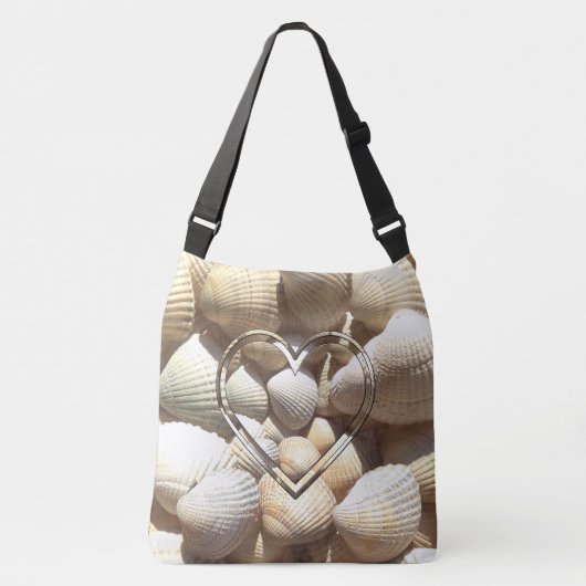 Muscheln Summer Beach Life Seashells Herz Tragetaschen Mit Langen Trägern (Vorderseite)