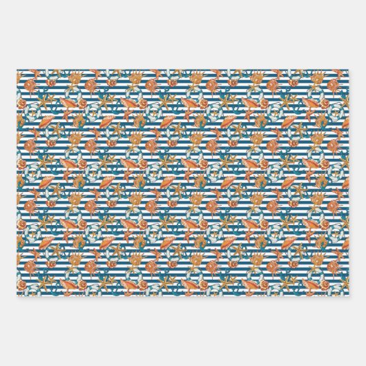 Muscheln und Ankermuster Geschenkpapier Set (Vorderseite 2)