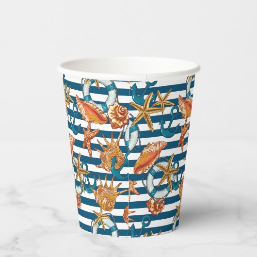 Muscheln und Ankermuster Pappbecher (Rechts)