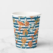 Muscheln und Ankermuster Pappbecher (Vorderseite)