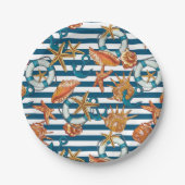 Muscheln und Ankermuster Pappteller (Vorderseite)