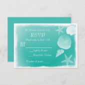 Muscheln und Aquamarine Green Beach RSVP-Karte RSVP Karte (Vorne/Hinten)