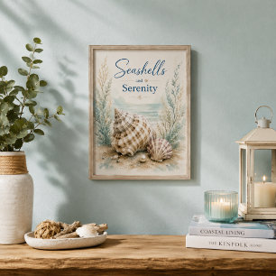 Muscheln und Gelassenheit Küstenbadezimmer Klein Poster