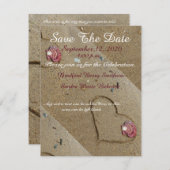 Muscheln und Herz im Sand Save the Date laden (Vorne/Hinten)