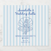 Muscheln und Hochzeitsglocken Bachelorette Schaumweinetikett (Einzelnes Label)