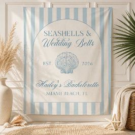 Muscheln und Hochzeitsglocken Blaue Bachelorette Wandteppich