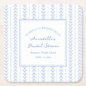 Muscheln und Hochzeitsglocken Brautparty Küste Rechteckiger Pappuntersetzer (Vorderseite)