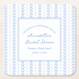 Muscheln und Hochzeitsglocken Brautparty Küste Rechteckiger Pappuntersetzer