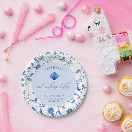 Muscheln und Hochzeitsglocken BRAUTPARTY Pappteller (Party)