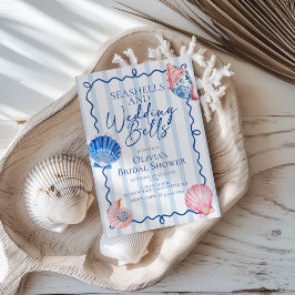 Muscheln und Hochzeitsglocken Preppy Brautparty Einladung