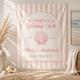Muscheln und Hochzeitsglocken Rosa Junggesellinnen Wandteppich