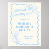 Muscheln und Hochzeitsglocken weich blauer Hand zi Poster (Vorne)