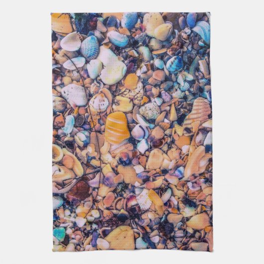 Muscheln und Kies Geschirrtuch (Vertikal)