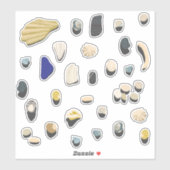 Muscheln und Kiesstrand Aufkleber (Blatt)