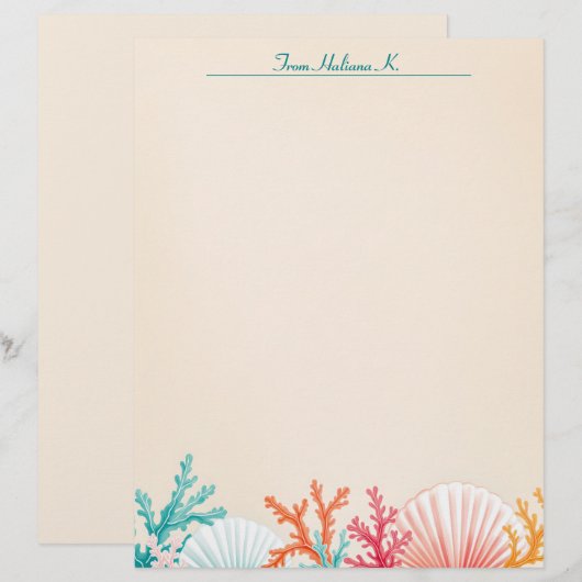 Muscheln und Korallen Briefbogen (Vorne/Hinten)