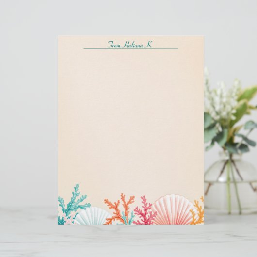 Muscheln und Korallen Briefbogen (Stehend Vorderseite)