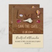 Muscheln und Liebe für Hochzeiten am Strand Save The Date (Vorne/Hinten)