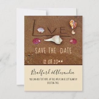 Muscheln und Liebe für Hochzeiten am Strand Save The Date